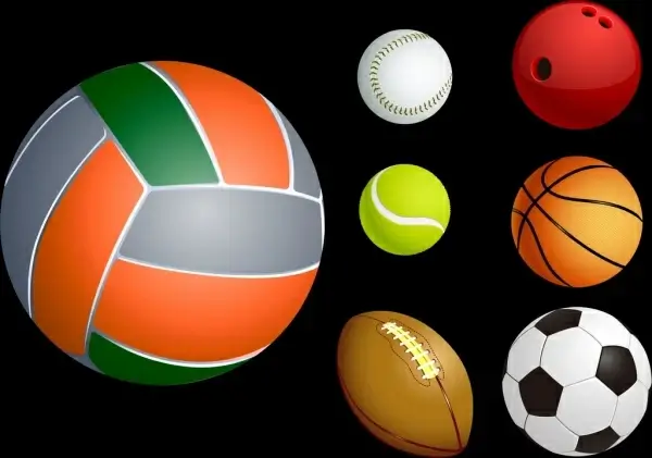 ball icons collection realistic design
