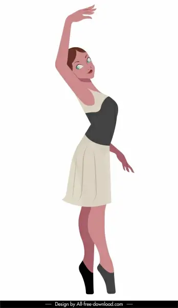 ballerina icon beautiful girl sketch cartoon character