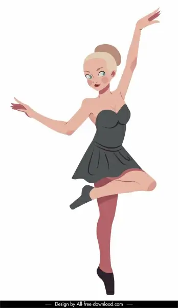 ballerina icon cute cartoon character sketch dynamic design