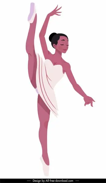ballet dancer icon cartoon character sketch dynamic design