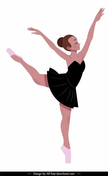 ballet performer icon pretty girl sketch dynamic design