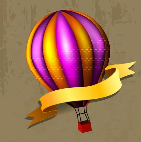 balloon icon decoration colorful ornament with yellow ribbon