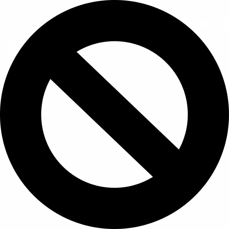 ban interface sign flat black white symmetric circle cross outline