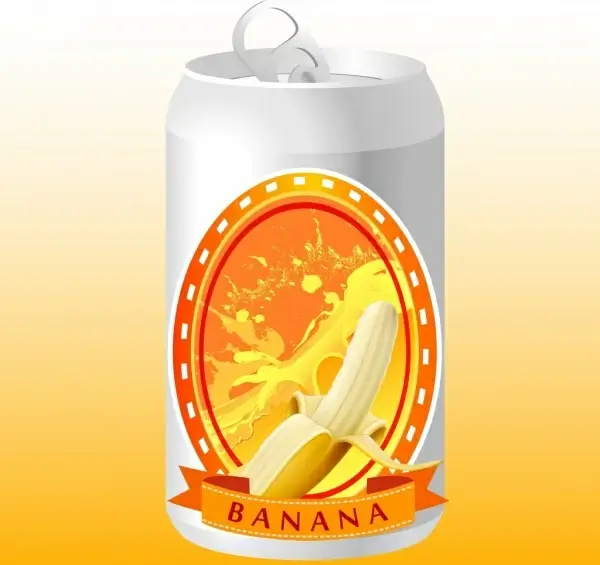 banana juice advertisement metallic white can ornament
