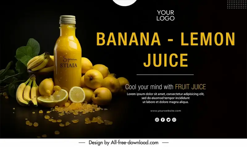 banana lemon juice banner template elegant dark contrast
