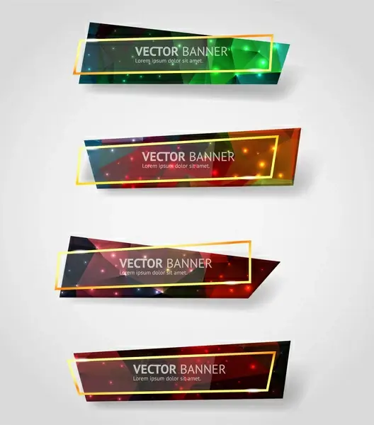banner sets design with horizontal colorful glassy style