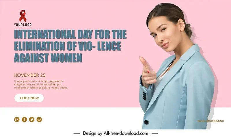 banner world day for the elimination of violence against women template elegant woman sketch modern realistic design 