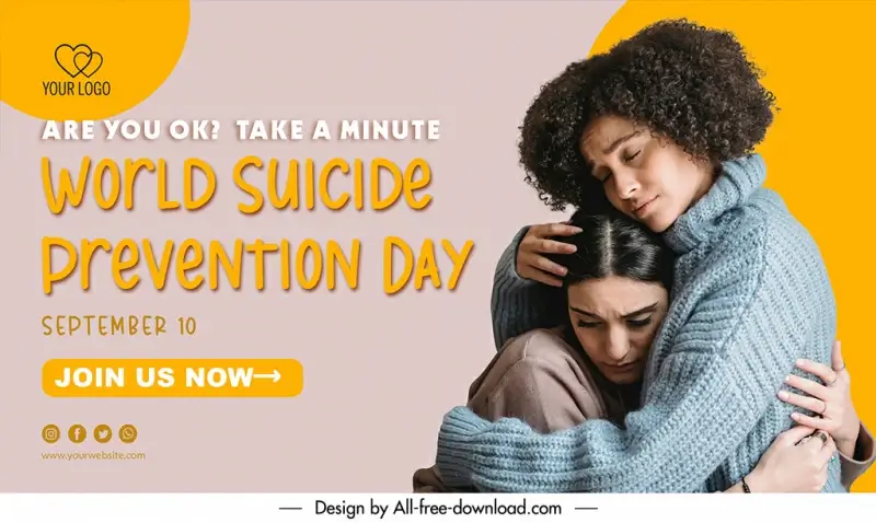 banner world suicide prevention day template hugging couple sketch modern realistic design 