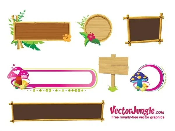 banners frames sets design with natural materials