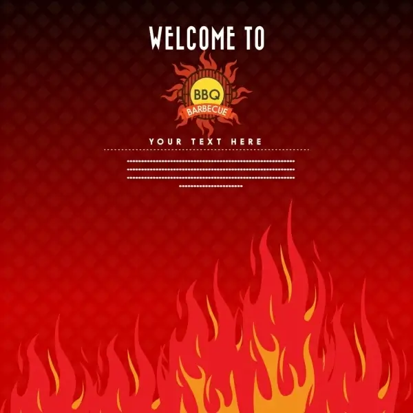 barbecue party banner red flame backdrop fire icon
