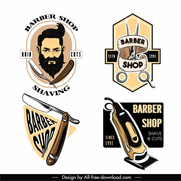 barber shop logo template classical design tools sketch