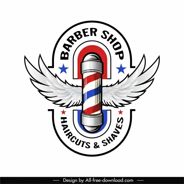barber shop logotype modern shiny design wings decor