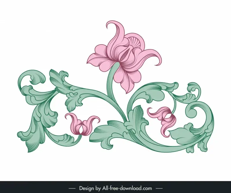 baroque vintage floral ornament design elements stylized roses