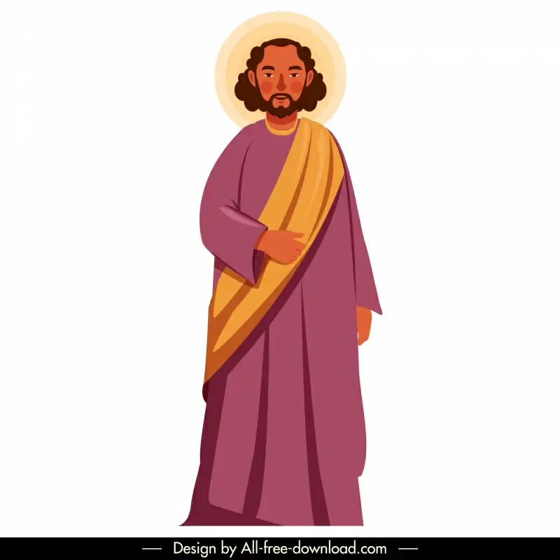 bartholomew christian apostle icon retro cartoon character design