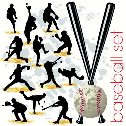 baseball silhouettes vector set