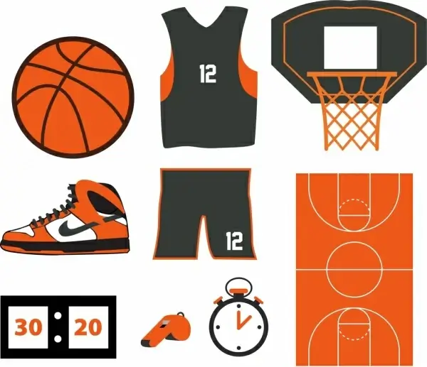 basketball design elements various colored objects