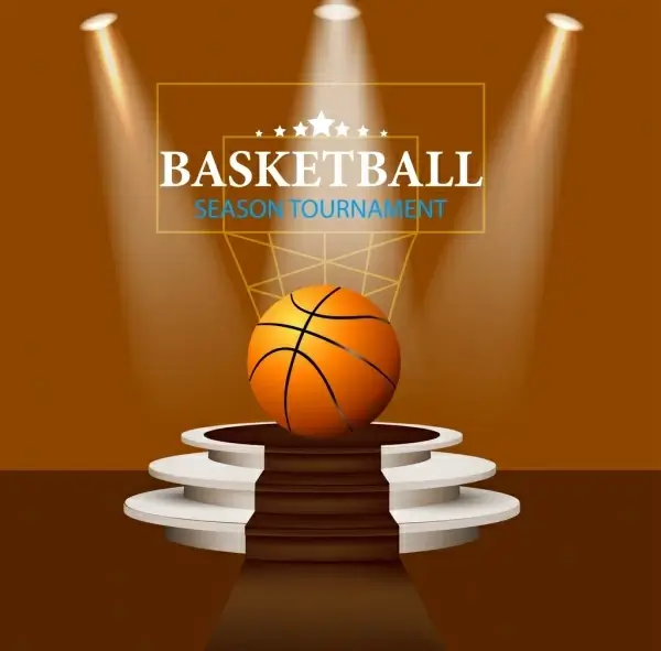 basketball tournament advertisement ball lights decor 3d design