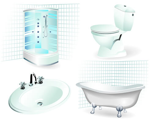bathroom design elements vector illustration