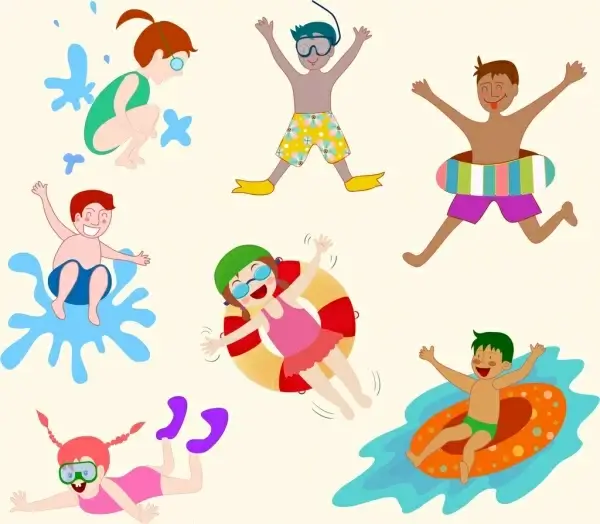 beach enjoy design elements joyful human icons
