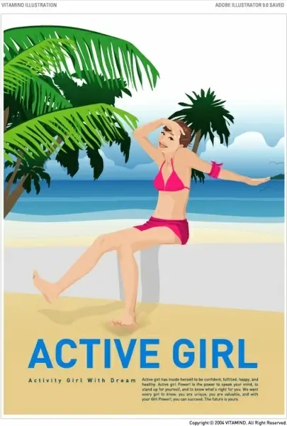 beach girl vector