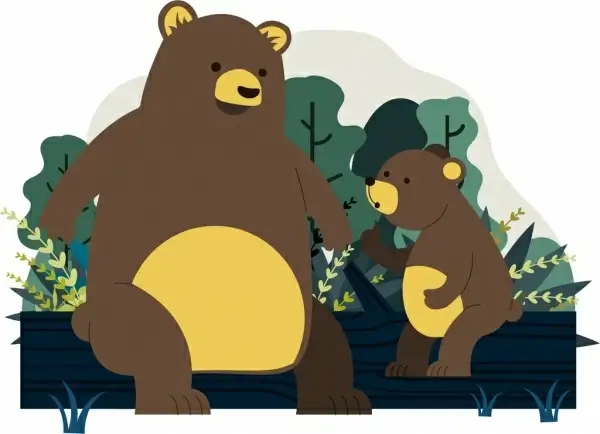bear family background cute cartoon design
