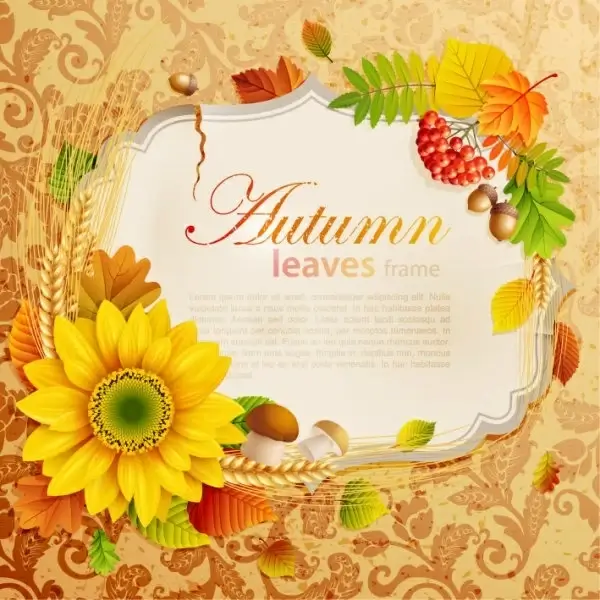 beautiful autumn leaves frame background 04 vector