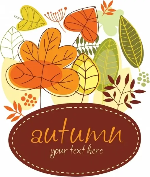 autumn background template classical colored flat leaves sketch