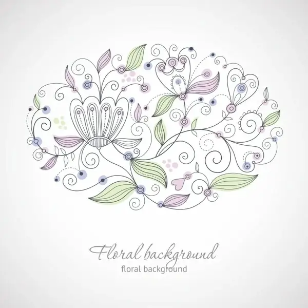 floral background template elegant flat handdrawn classic