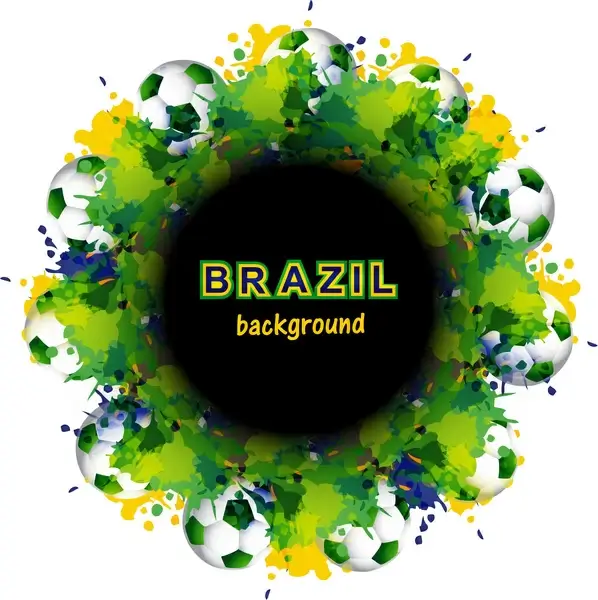 beautiful brazil flag concept circle splash grunge card colorful soccer background vector