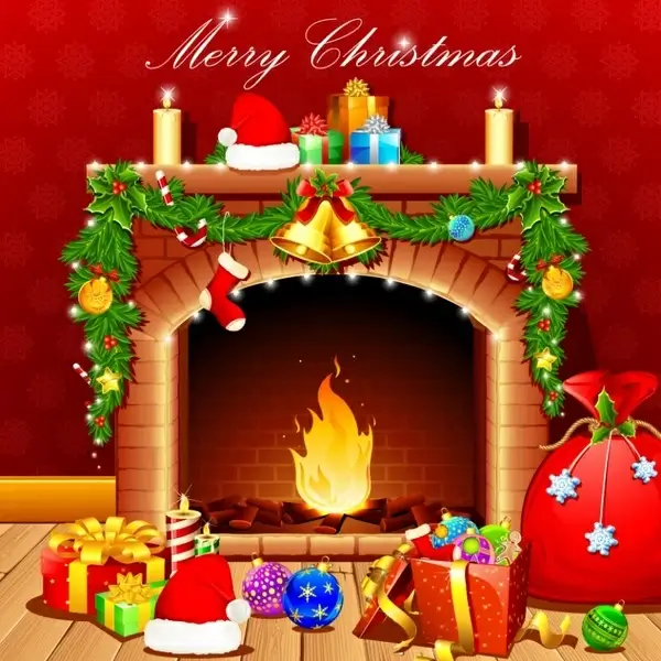 beautiful christmas bells background vector stove