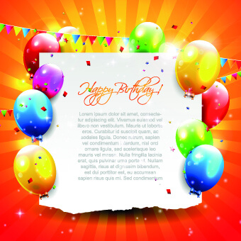 beautiful colorful balloons happy birthday background vector