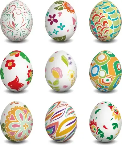 beautiful easter eggs vectors set