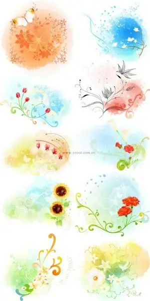 beautiful floral pattern vector series 3 series 10p