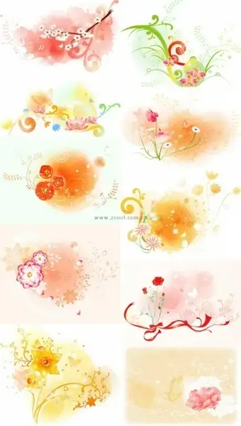 beautiful floral pattern vector series series 2 10p