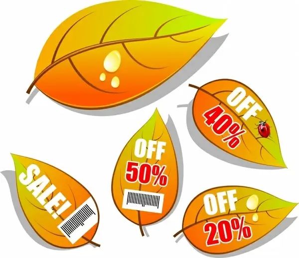 autumn sale tags templates leaf shapes design