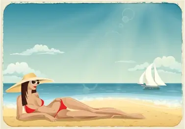 beautiful girl travel background vector 