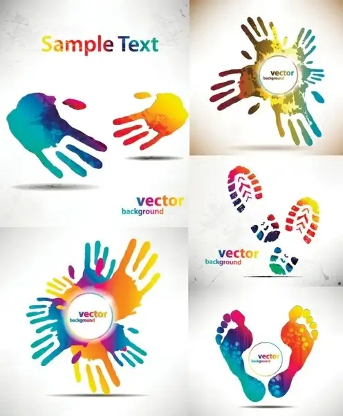 beautiful hands and feet silhouette pattern vector