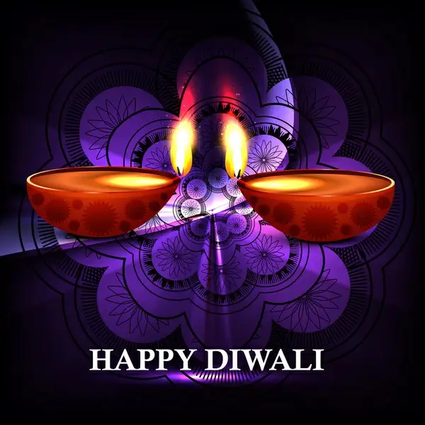 beautiful happy diwali diya hindu festival shiny background vector