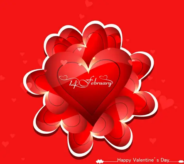 beautiful heart stylish text design for happy valentines day colorful card background