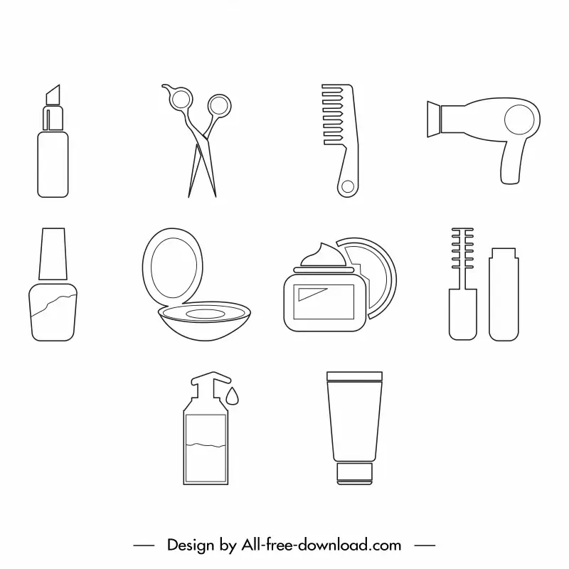 beautiful icons sets flat black white objects sketch 