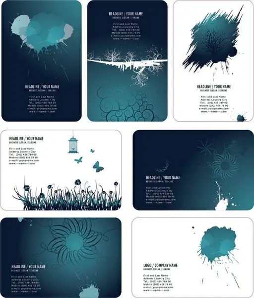 beautiful ink style card template vector