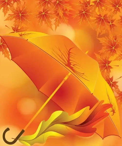 beautiful maple leaf umbrella 01 vector