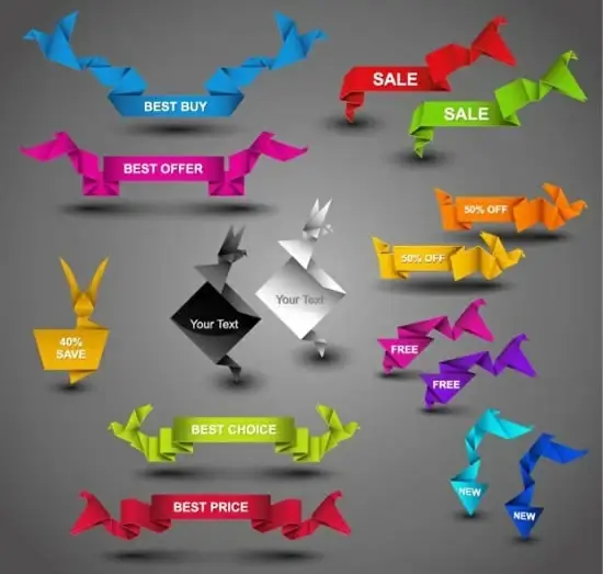 sale tags templates colorful 3d origami shapes