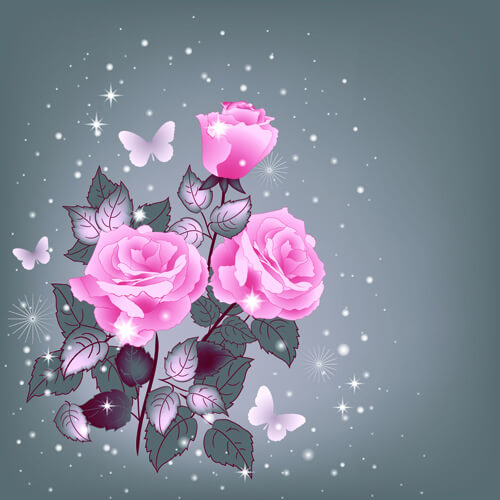beautiful pink roses with vintage background vector