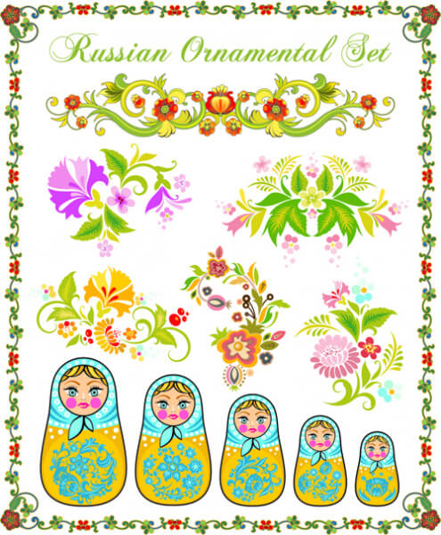 beautiful russian style ornaments design vector