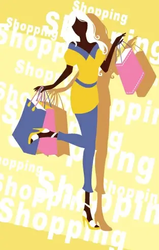 beautiful shopping girl vector