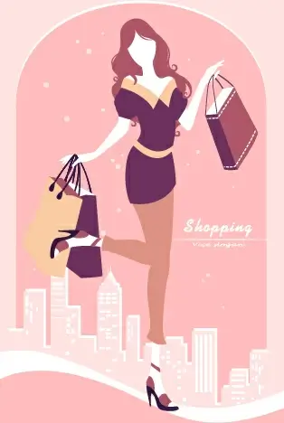 beautiful shopping girl vector