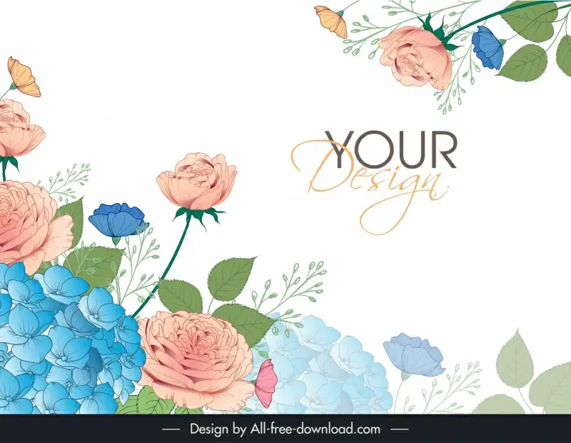 beautiful soft floral background template elegant flat classic