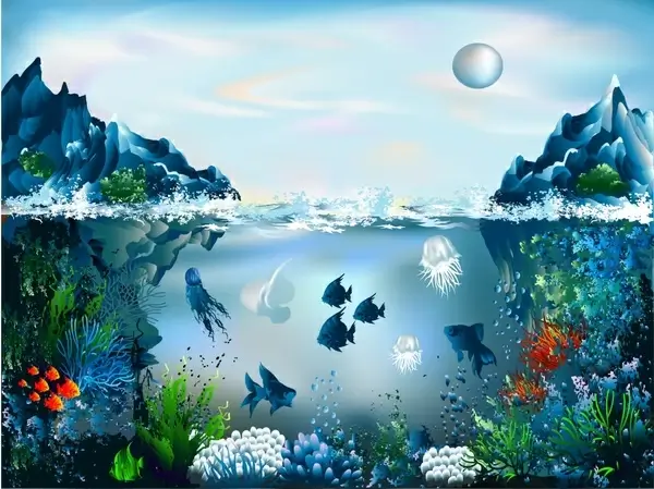 ocean painting colorful modern realistic design