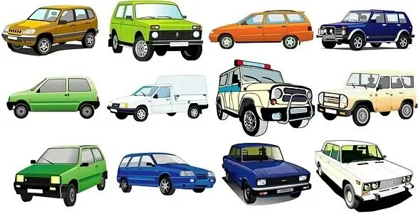 beautiful variety of cars vector 2